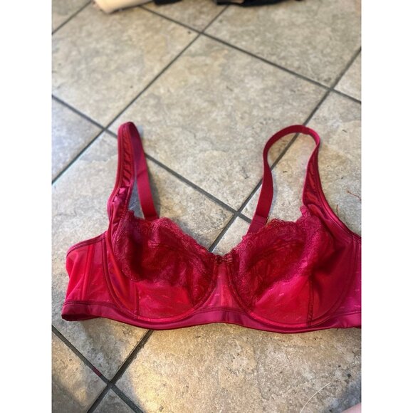 Adore Me Bra Bundle 42D | Red Lace Underwire + Black Strappy Cage Bra | Sexy Plu - Picture 2 of 6